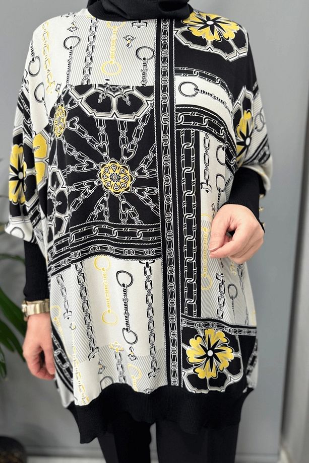 Desenli Tunik Siyah-sarı 25yörtnk4016 - 4