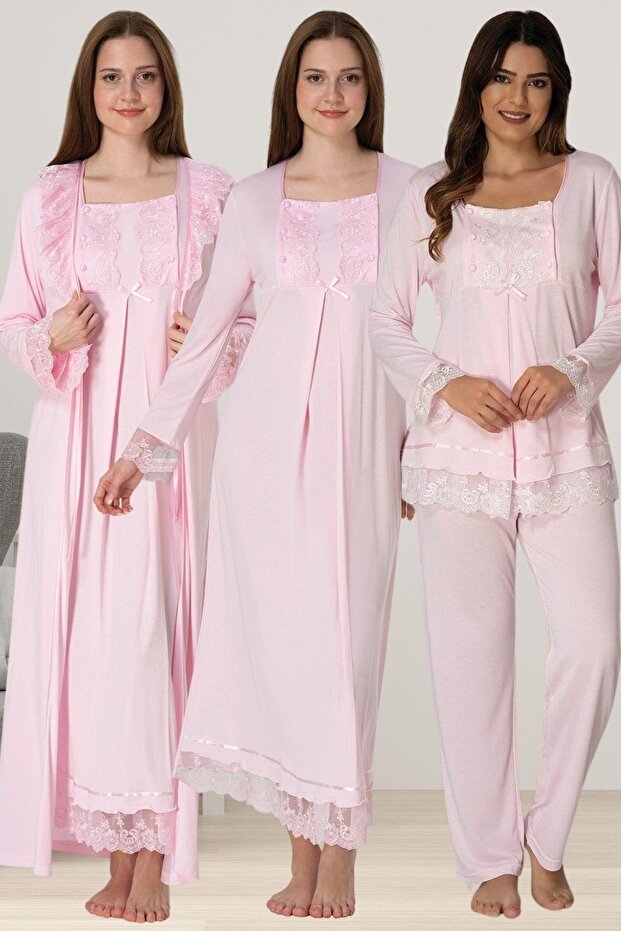 Maternity Maternity Morning Nightgown and Pajama Set 4 Piece Maternity Set