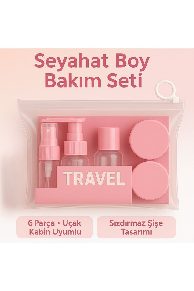 5 Piece Colorful Travel Care and Cosmetic Set, Airplane Cabin Compatible