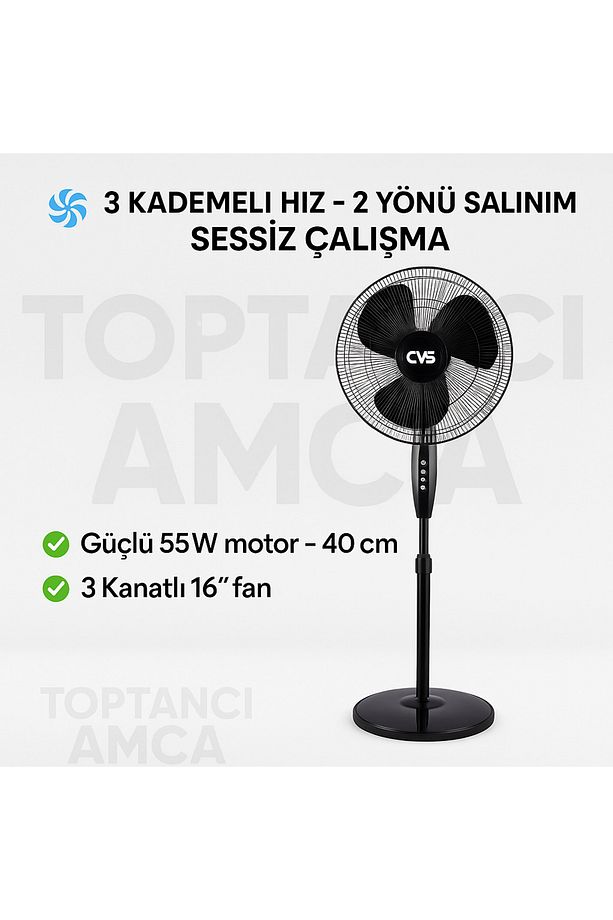 CVS Dn 91002 Siyah Zaman Ayarlı Vantilatör 3 Pervane 16 inch 40 cm çap - 4