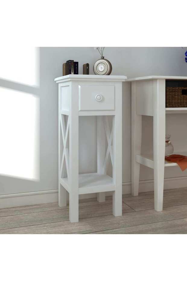 Side Table with Drawer White