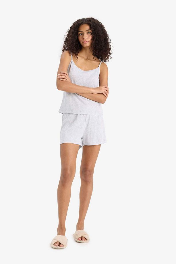 Regular Fit Pijama Takımı Askılı Üst Esnek Belli Şort-fall In Love F6138ax25sm - 2