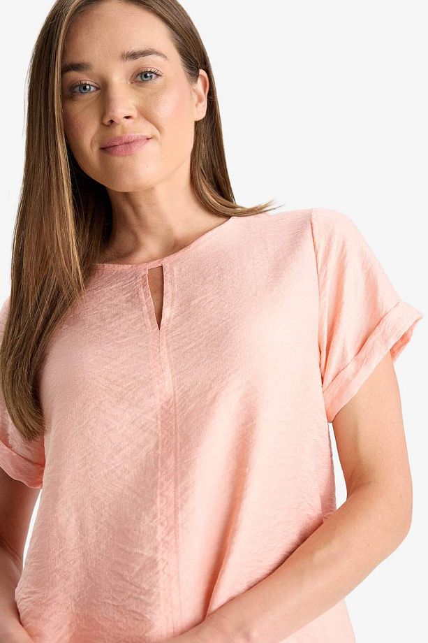 Regular Fit Yuvarlak Yaka Kısa Kollu Bluz C8831AX25SM - 4