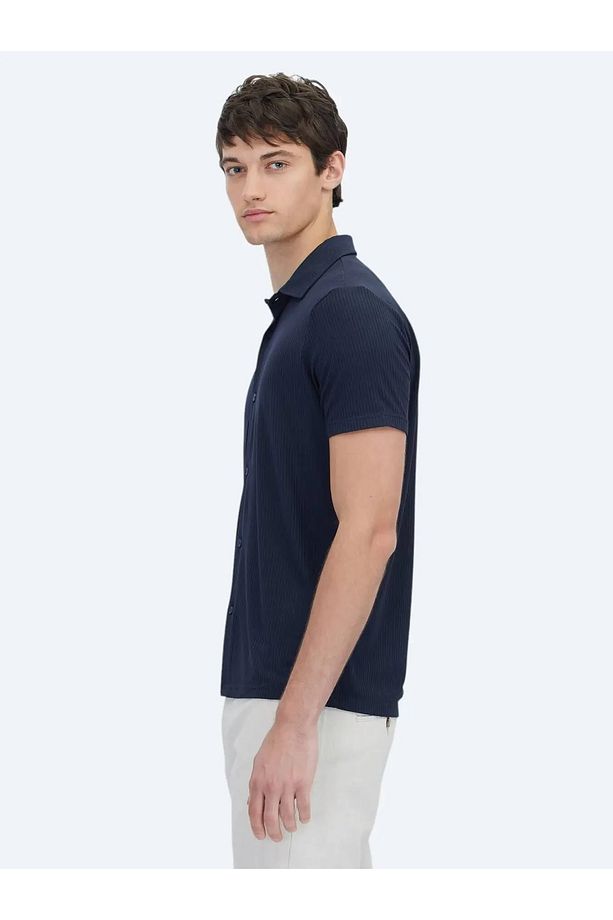 Lacivert Desenli Regular Fit Casual Gömlek - 3