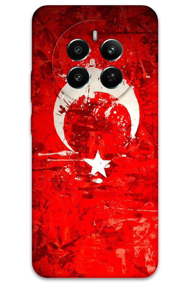 Realme 12 Pro Plus Compatible Turkish Flag Patterned Phone Case + Screen Protector - 5847