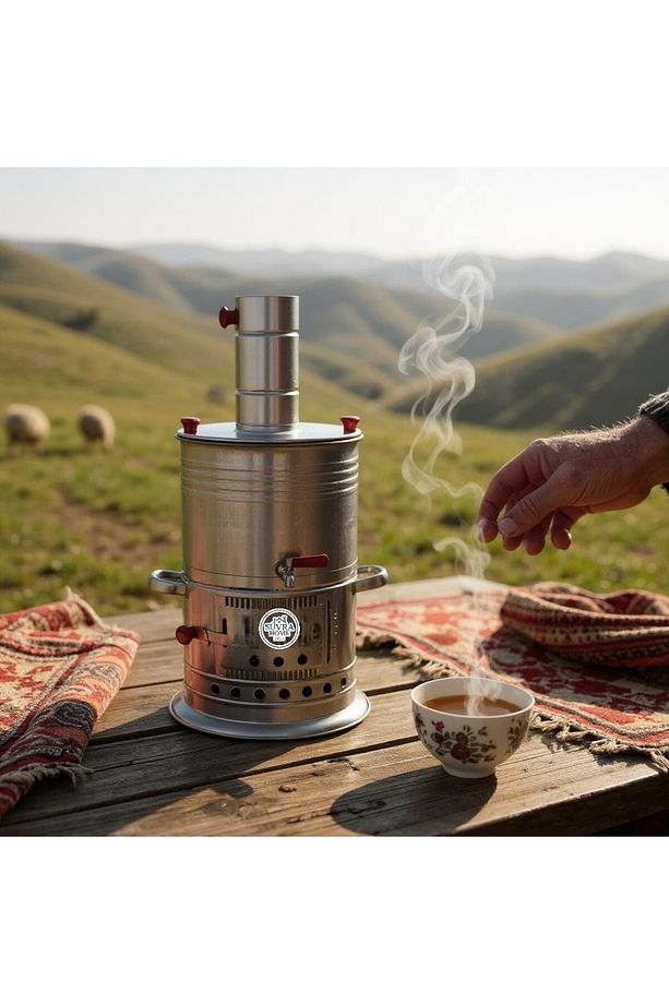PASLANMAZ ODUNLU 5 LİTRE TEK MUSLUKLU SEMAVER - 4