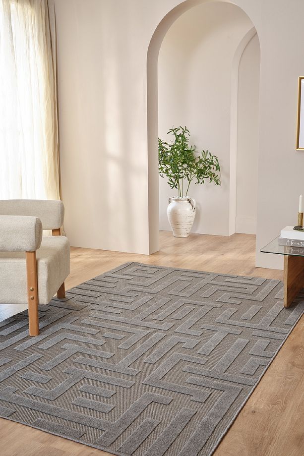 Kaşmir Halı İskandinav Roar Gray Salon Mutfak Halısı Yolluk - 1