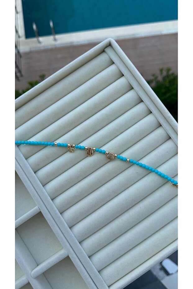 خلخال من الخرز الأزرق - 4