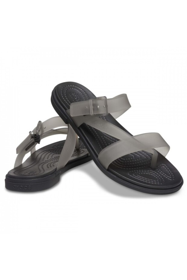tulum translucent toe post sandals - black - 5