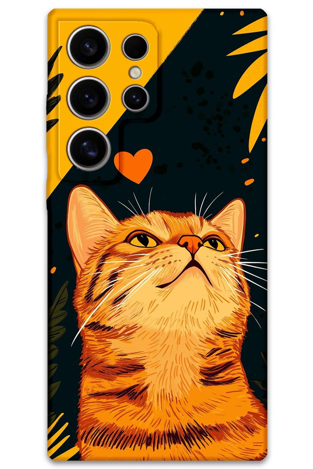 Galaxy S23 Ultra Compatible Cat Pattern Phone Case + Screen Protector - 5783