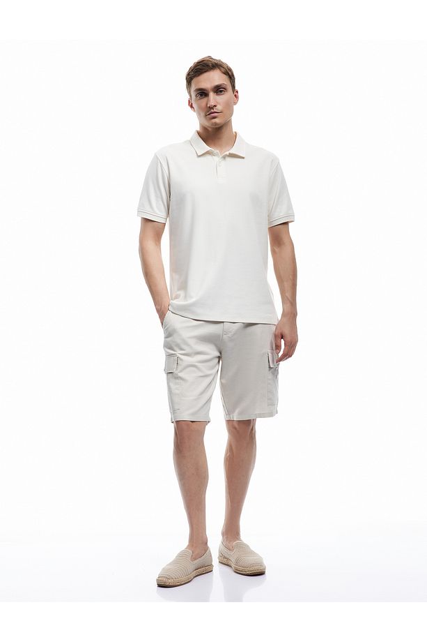 Keten Pamuk Karışımlı Regular Fit Kargo Cepli Bermuda Yazlık Şort - 1