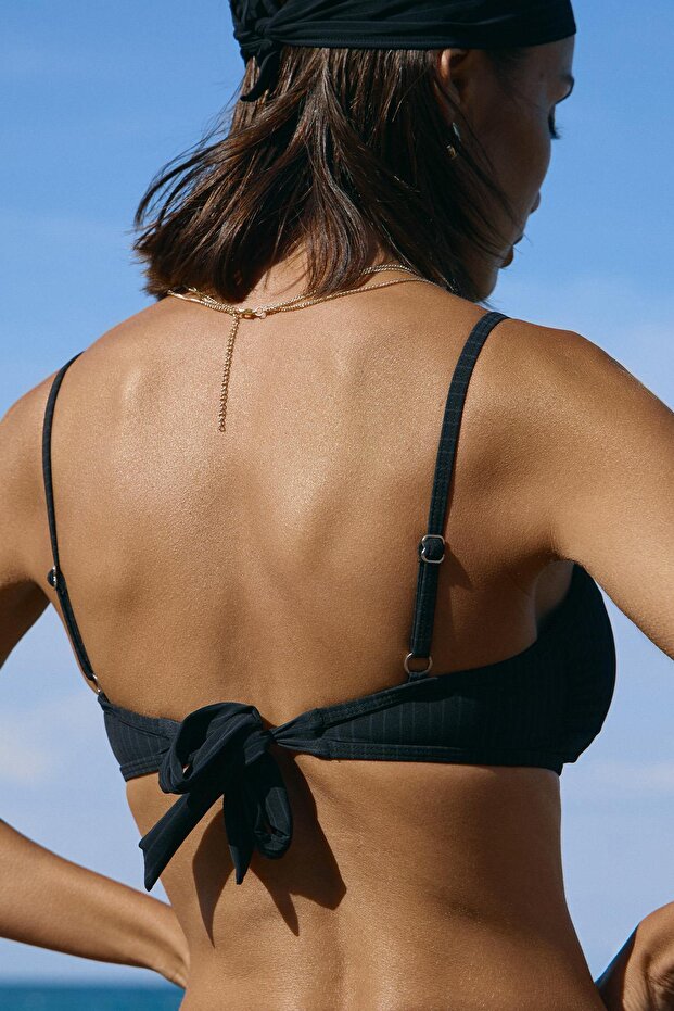 Çizgili Bikini Set Siyah - 2