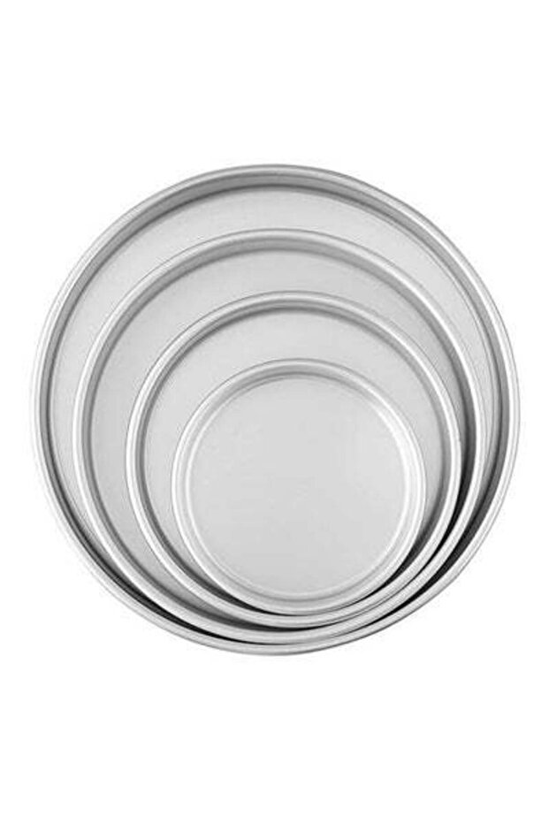 طقم قوالب خبز دائرية فضية مكون من 4 قطع - 2