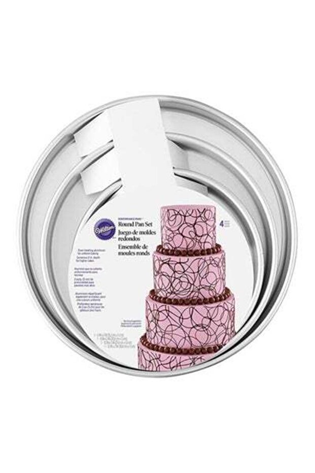 طقم قوالب خبز دائرية فضية مكون من 4 قطع - 4