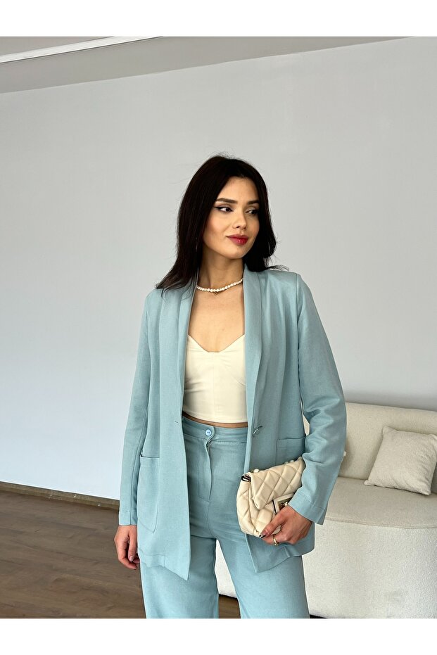 Linen Trousers Jacket Set - 2