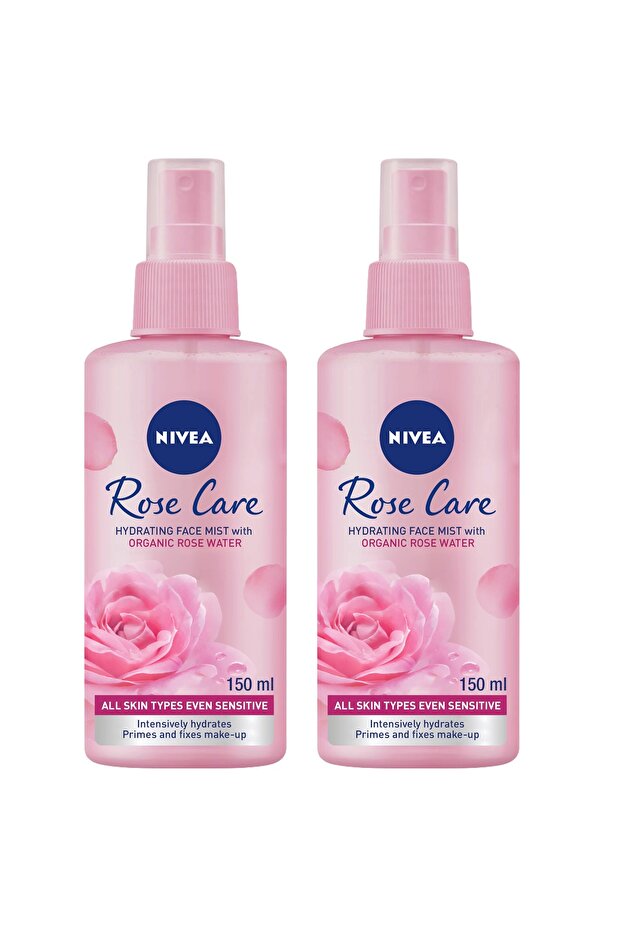 NIVEA Rose Care Hydrating Face Mist, Makeup Primer and Fixer, 150ml, Pack of 2