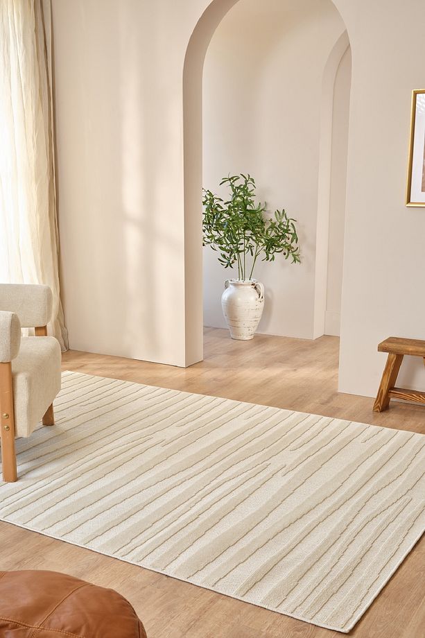 Kaşmir Halı İskandinav Frode White Salon Mutfak Halısı Yolluk - 1