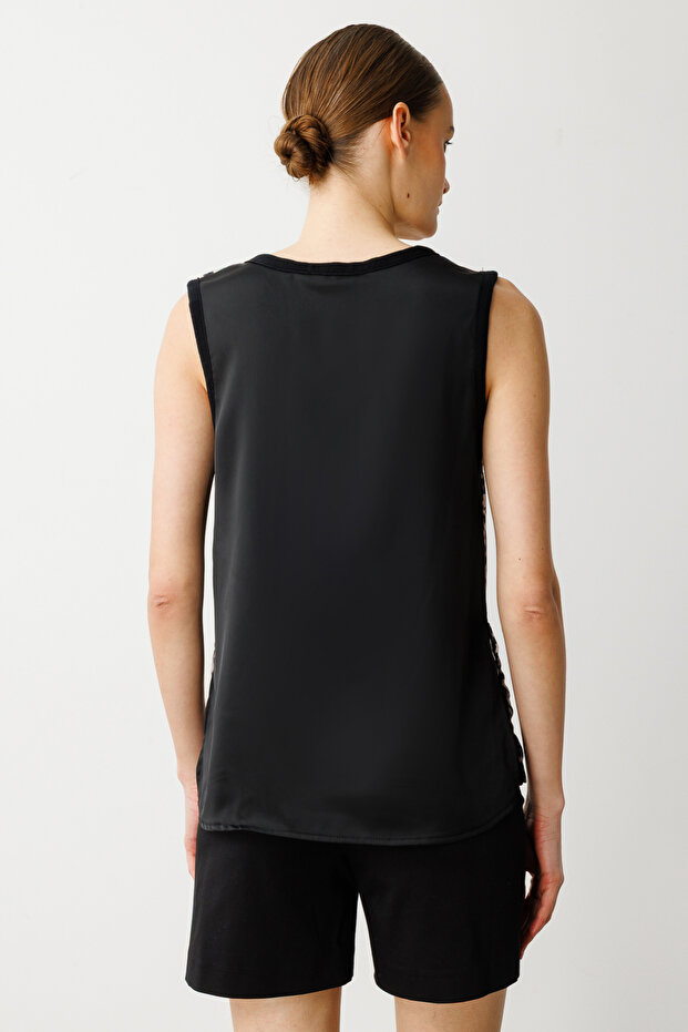 بلوزة بدون أكمام بنقشة الفهد من الأمام - 4