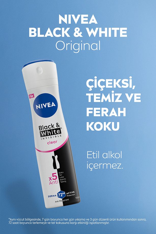 Kadın Sprey Deodorant Black&white Invisible Clear 150ml, 72 Saat Anti-perspirant Koruma - 4