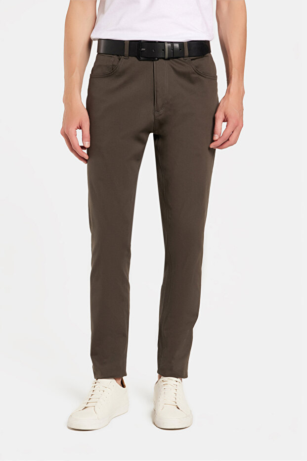 Men's Regular Fit Comfortable Cut Seasonal Canvas Khaki Trousers
