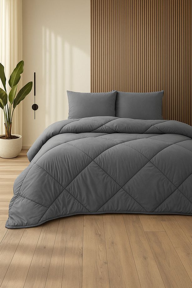 Antrasit Gri Soft Kışlık Tek Kişilik Yorgan 155*215 cm - 1