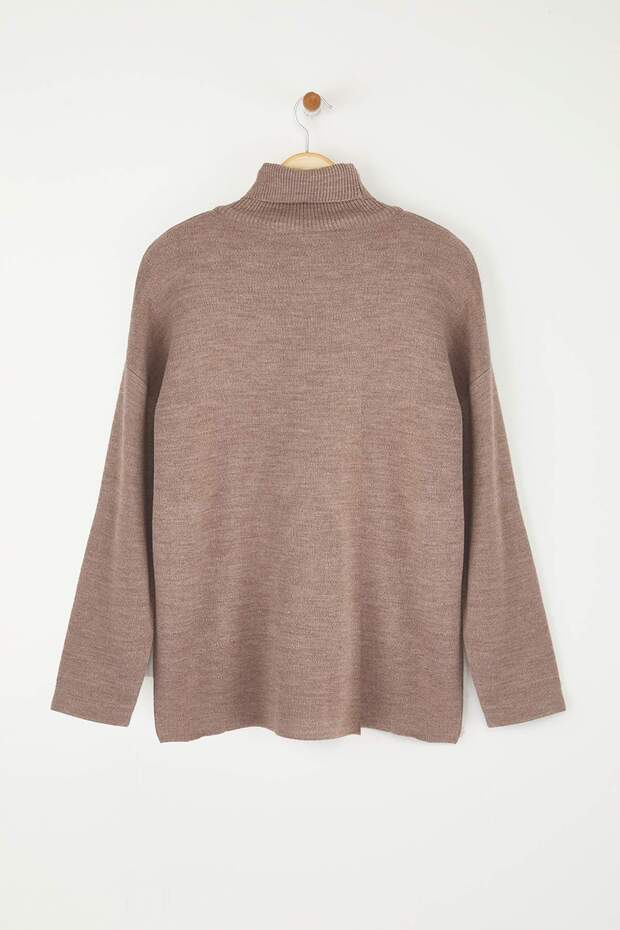 Nerzfarbener Basic-Strickpullover mit weitem Schnitt TWOAW23KZ00206 - 9