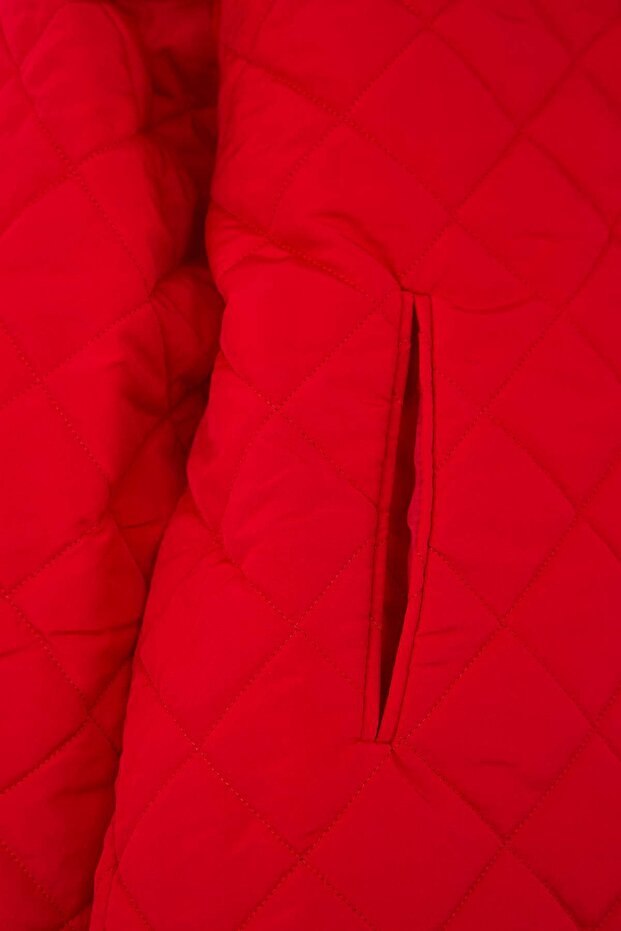 Piros normál szabású kapucnis vízlepergető steppelt nagy méretű kabátok TWOAW26AW00009 - 7