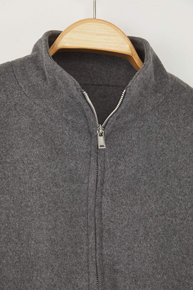 Antrasit Oversize Kalıp Kaşe İnce Ceket Mont TWOAW26MO00130 - 5