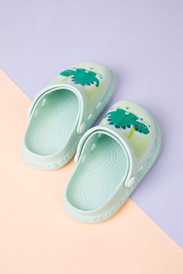 Soft Mint Önü Kapalı Işıklı Timsah Figürü Detaylı Erkek Çocuk Kids Sandalet Terlik TAKSS25TE00054 - 9