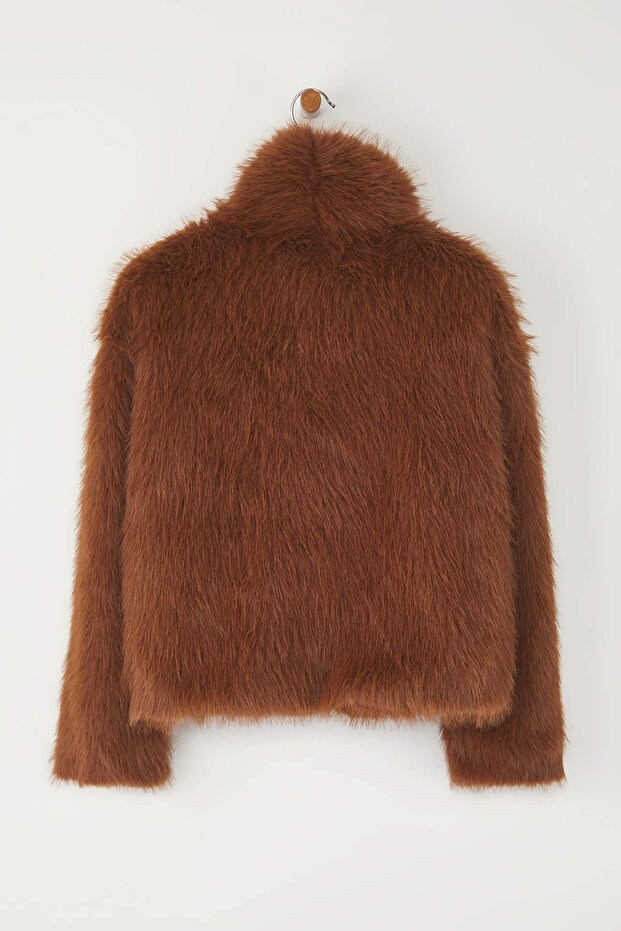 Světle hnědý oversize kožich TWOAW25MO00035 - 8