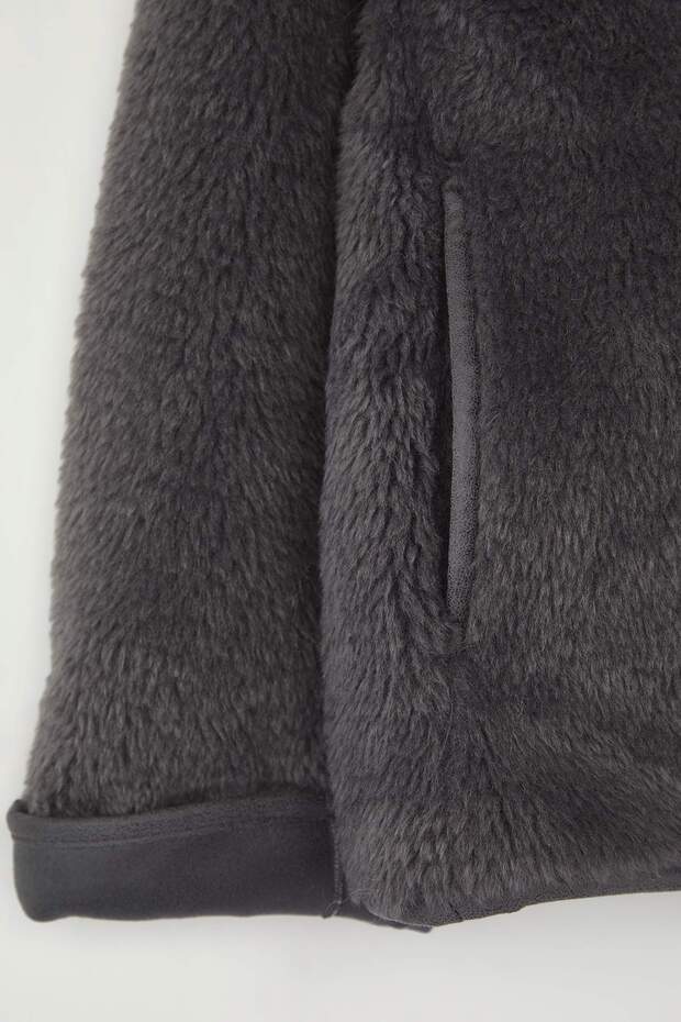 Antrasit Oversize Kalıp Peluş Mont TWOAW26MO00062 - 6