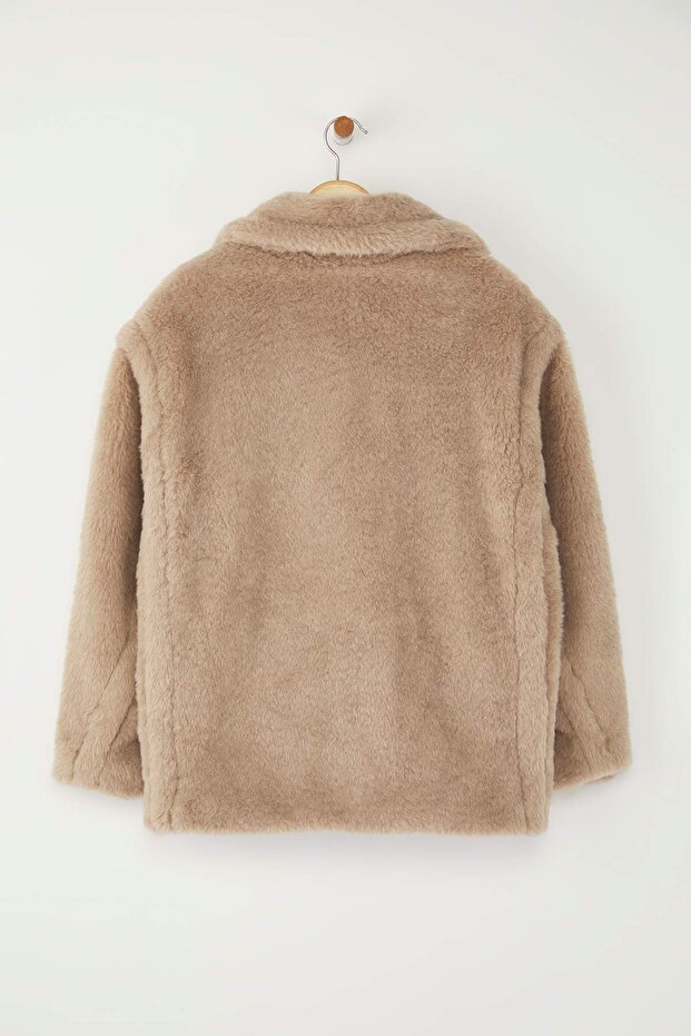 Vizon Kürklü Kruvaze Oversize Kısa Peluş Kaban TWOAW26KB00021 - 8
