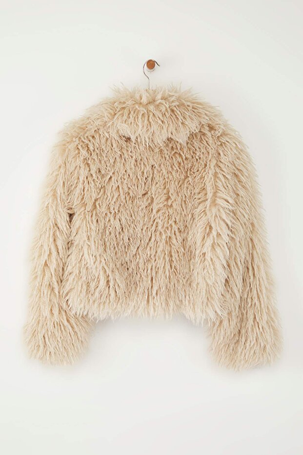 Beżowy oversize'owy wzór futra TWOAW26MO00051 - 6