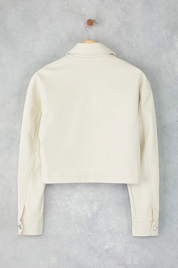 Kurtka ze skóry ekologicznej Regular Fit Cienka kurtka ze sztucznej skóry TWOAW26MO00086 - 6