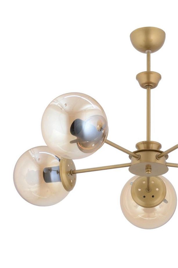 Nisa 5'lı Eskitme Sarı Glop Camlı Avize - 7