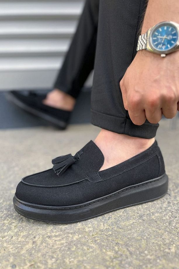 Erkek Siyah Süet Loafer Ayakkabı,Klasik Ayakkabı,Yazlık Ayakkabı - 1