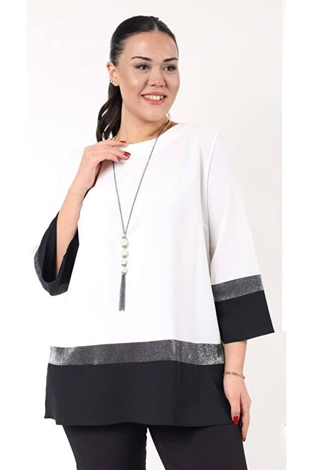 Kadın Krep Şifon Tunik Bluz - 3