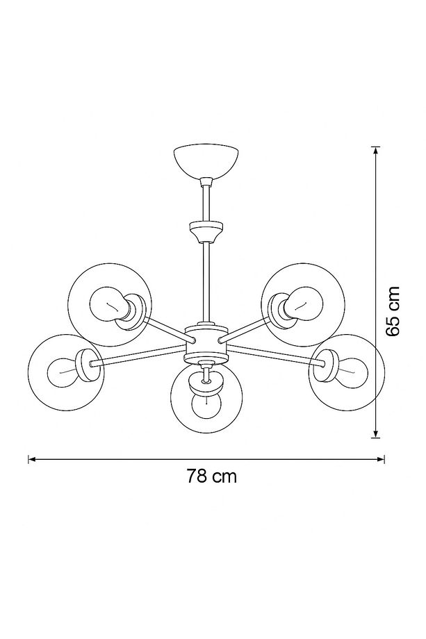Nisa 5'lı Eskitme Sarı Glop Camlı Avize - 5