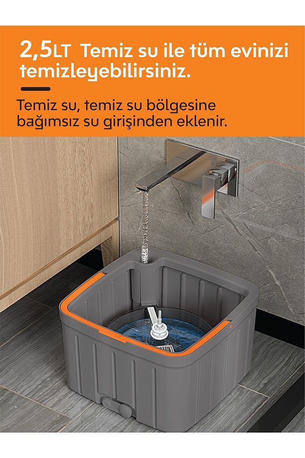 Temiz Kirli Suyu Ayırma Özellikli Mop Seti-paspas Kare Mop - 7