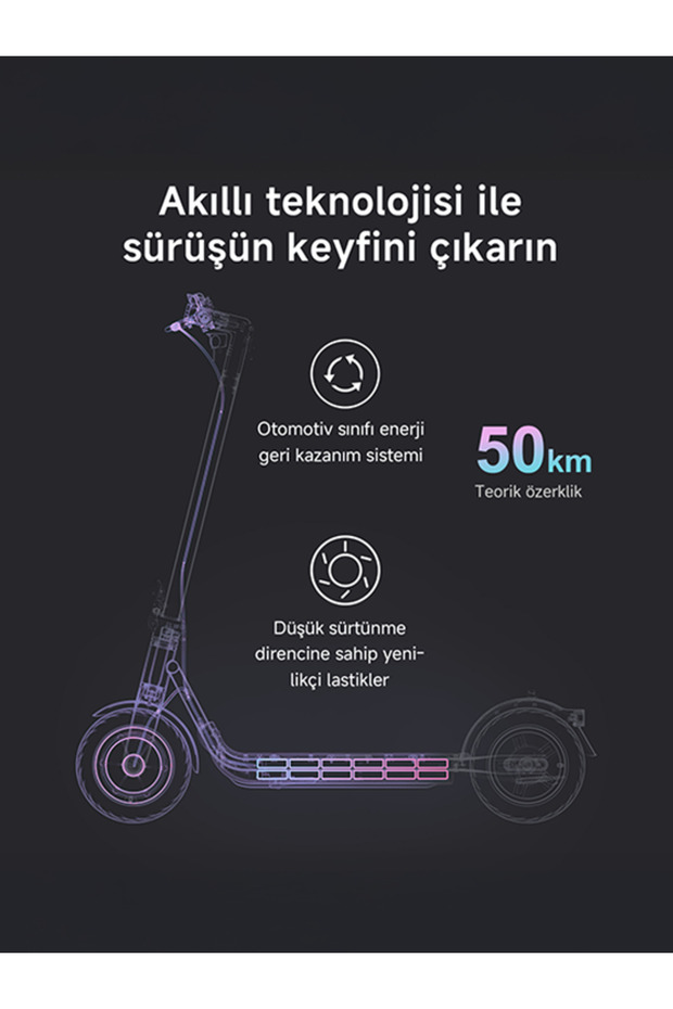 V50i Pro Elektrikli Scooter 50 Km Menzil 25 Km Hız 700w Güç Katlanır Scooter Ipx5 Doubleflip - 8