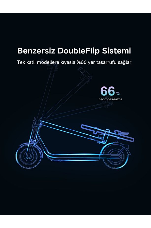V50i Pro Elektrikli Scooter 50 Km Menzil 25 Km Hız 700w Güç Katlanır Scooter Ipx5 Doubleflip - 3