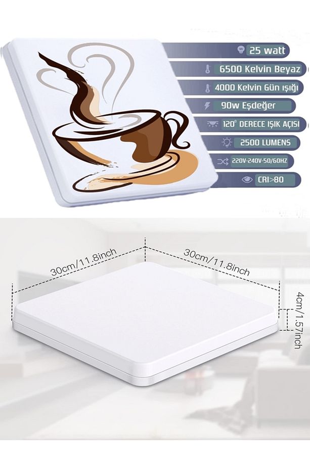 Lüks Mutfak Aydınlatma 25watt-30cm X 30cm Mutfak Avize Modelleri, Fincan, Lüks Led Aydınlatma - 5