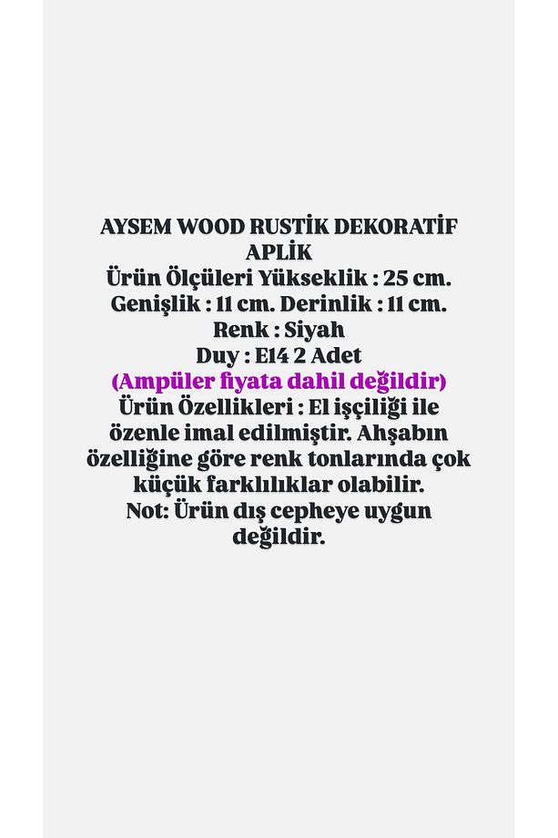 Yansıtma Tasarımlı Çift Yönlü Ahşap Salon Hol Cafe Otel Duvar Aplik Avize - 3