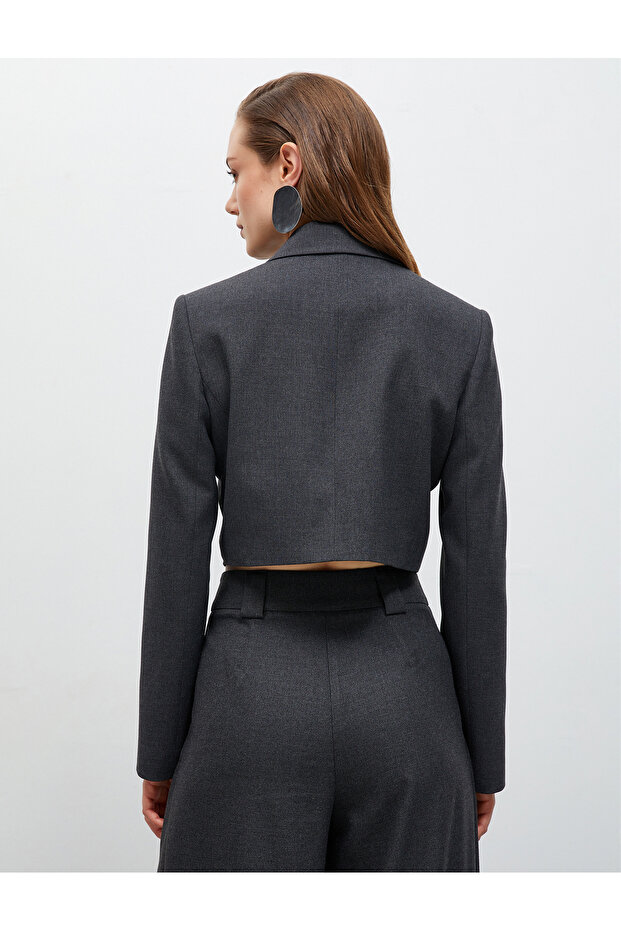 Crop Double Breasted Blazer Jacket - 4