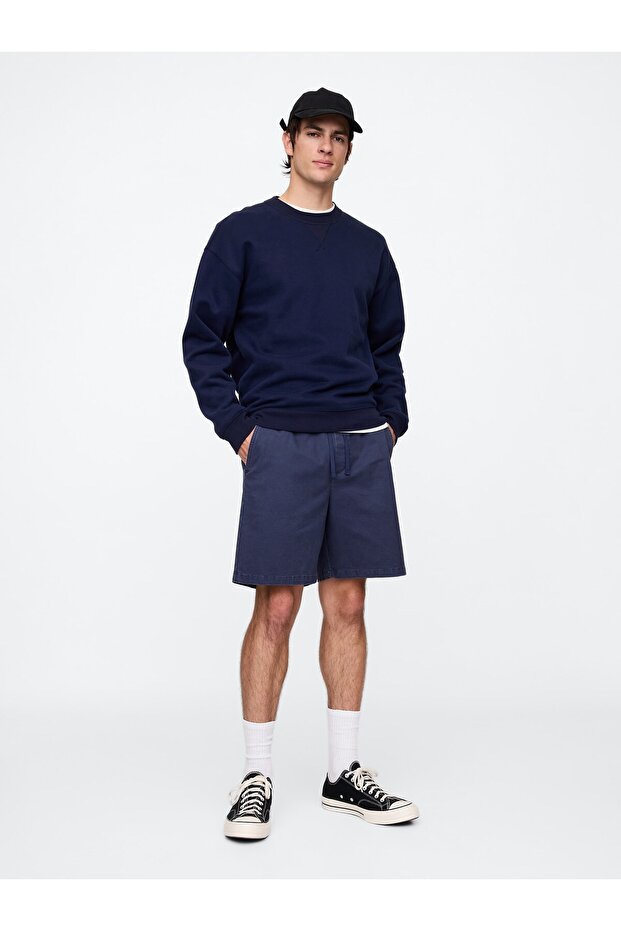 Erkek Lacivert Twill Şort - 1