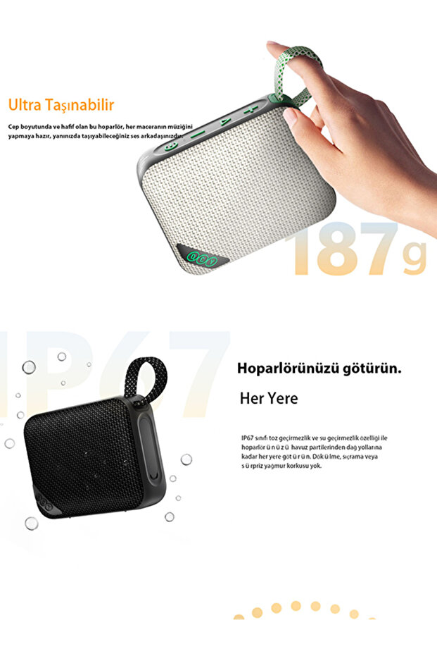 Sp2 Taşınabilir Bluetooth Hoparlör Punch Bass - 17 Saat Dinleme Rgb Işık Ip67 Tf Kart Girişli - 3