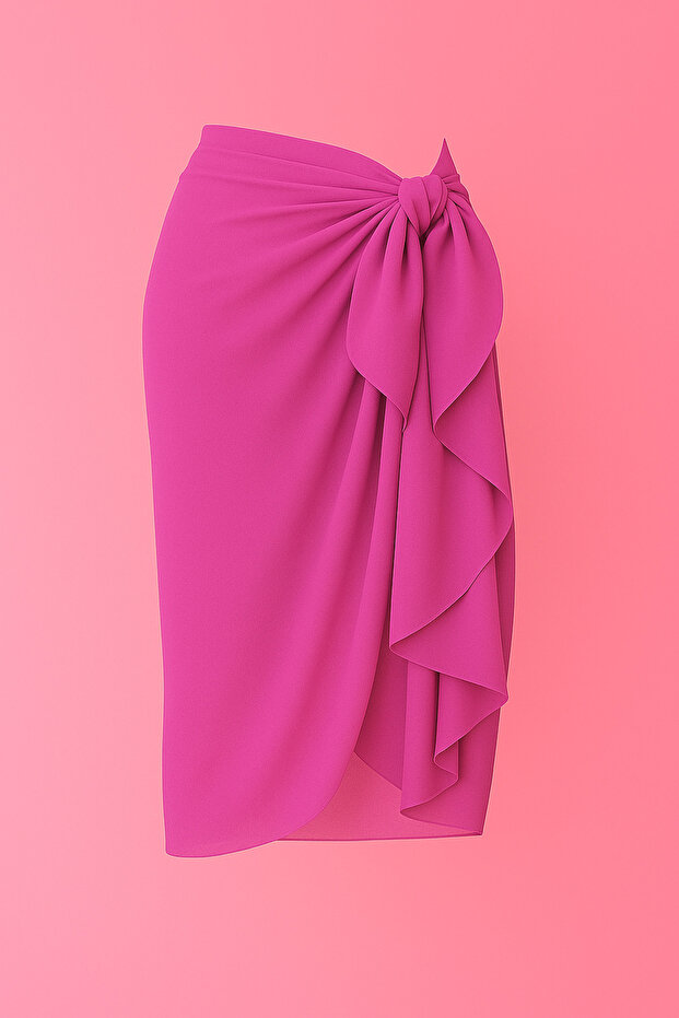Pink Long Summer Chiffon Beach Pareo 80X150 cm Breathable Thin Fabric