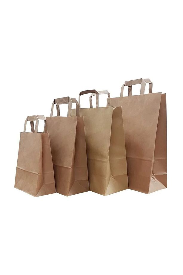 Flat Saplı Kraft Kağıt Çanta 25x28x14 Cm - 25 Adet Mağaza Alışveriş Kağıt Poşet Torba Ambalaj - 3