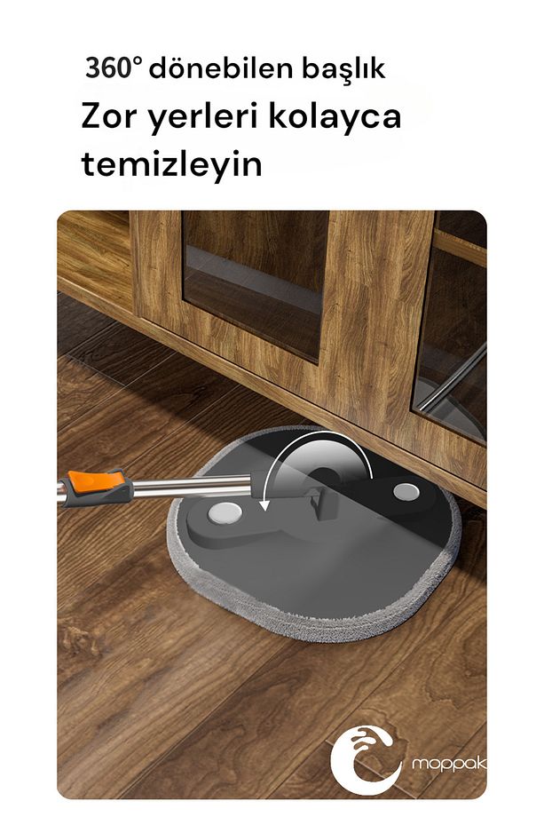 Mop Temizlik Seti Temiz&kirli Su Ayrımı Mikrofiber Kare Başlık 4 Adet Bez - 7