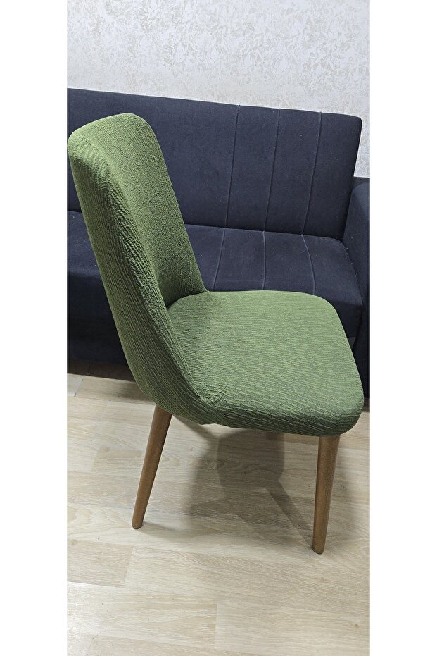 Jakarli Ağaç Desen Yüksek Kaliteli Esnek Lastikli Oval Sandalye Kılıfı 1 Adet - 6